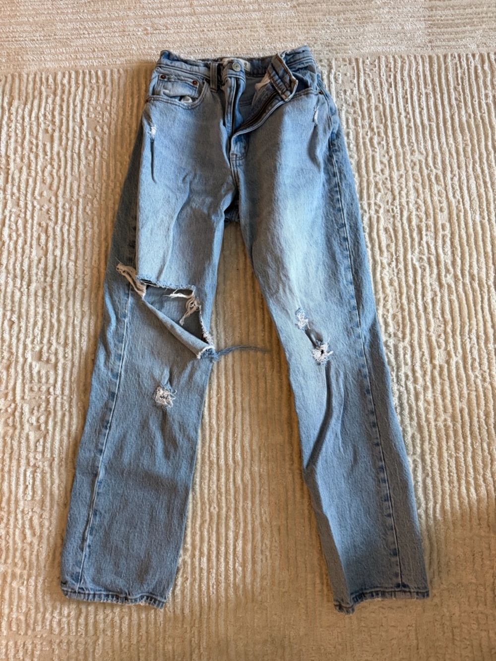 Abercrombie & Fitch Light Blue High-Rise Straight Jeans